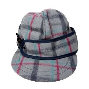 Stormy Kromer Hat Cap Fitted 7 1/8 Gray Plaid Wool Made USA Winter Outdoor